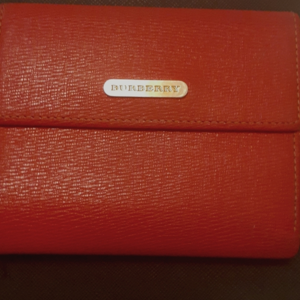 BURBERRY TRI RED LEATHER WALLET VINTAGE
